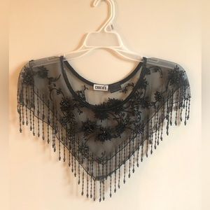 Chico’s Black Beaded Overlay